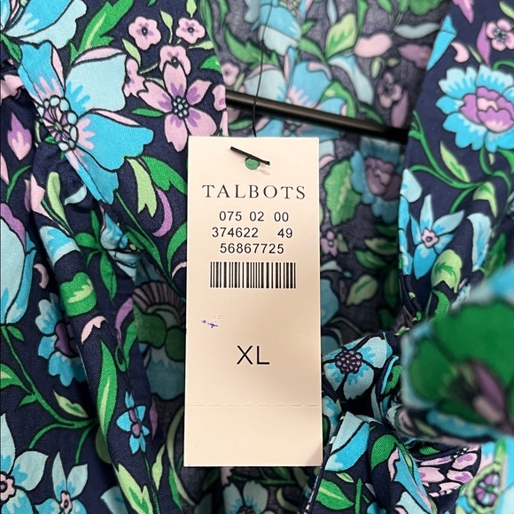Talbots Floral Sleeveless Blouse - Blue and Green - Picture 5 of 8